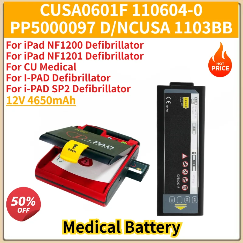 CUSA0601F 110604-O High Quality Replacement Battery 12V 4650mAh for CU Medical Defibrillator I-PAD iPAD SP1 SP2 NF1200 NF1201
CUSA0601F 110604-O High Quality Replacement Battery 12V 4650mAh for CU Medical Defibrillator I-PAD iPAD SP1 SP2 NF1200 NF1201