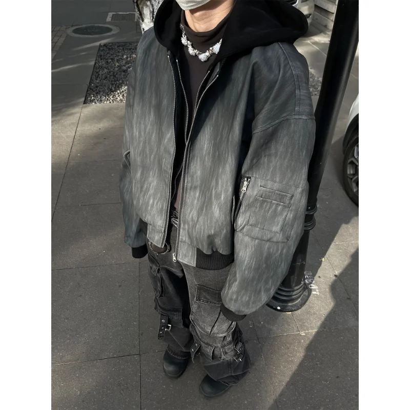 OIMG American retro workwear jacket men's spring autumn new design fake two-piece hooded leather jacket top
OIMG American retro workwear jacket men's spring autumn new design fake two-piece hooded leather jacket top
