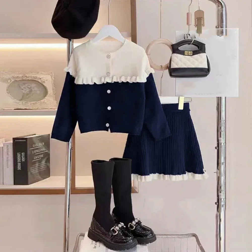 New Korean Style Foreign Children Sweater and Skirt Winter Two-piece Set Girls Cardigan Skirt Girls Clothes Suit Autumn 2025
New Korean Style Foreign Children Sweater and Skirt Winter Two-piece Set Girls Cardigan Skirt Girls Clothes Suit Autumn 2025