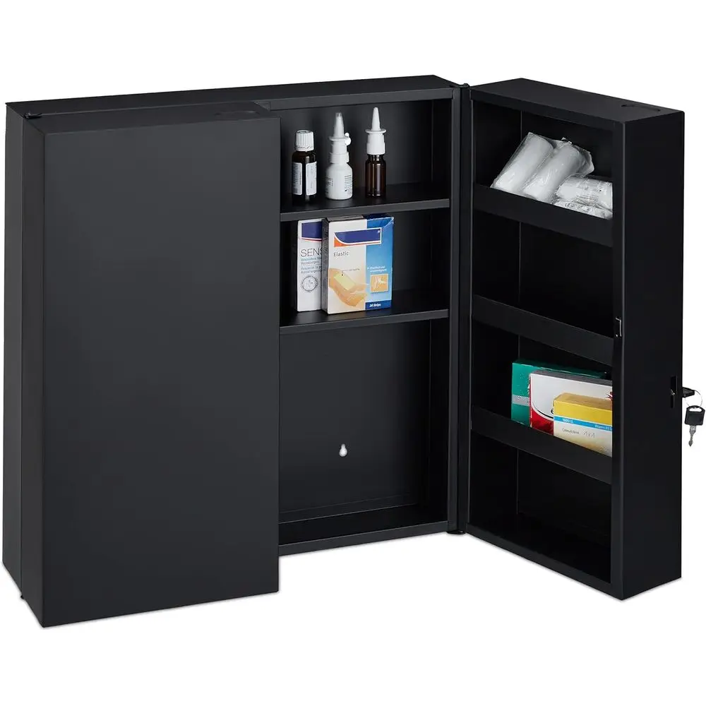 Anthracite Steel Lockable Medication Storage Cabinet with 11 Components, Dimensions: 53.5x53x19 cm
Anthracite Steel Lockable Medication Storage Cabinet with 11 Components, Dimensions: 53.5x53x19 cm