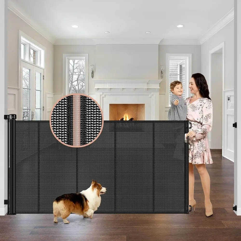 42 Tall x 75 Wide Retractable Baby Gate - Tall Pet Gate with Support Rods, Indoor/Outdoor Mesh, Black
42 Tall x 75 Wide Retractable Baby Gate - Tall Pet Gate with Support Rods, Indoor/Outdoor Mesh, Black