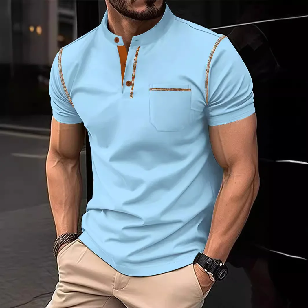 Summer Men's POLO Shirt Solid Color Stand Collar Pocket Decorative Buttons Outdoor Sports Short Sleeve Fashion Trend Tops
Summer Men's POLO Shirt Solid Color Stand Collar Pocket Decorative Buttons Outdoor Sports Short Sleeve Fashion Trend Tops