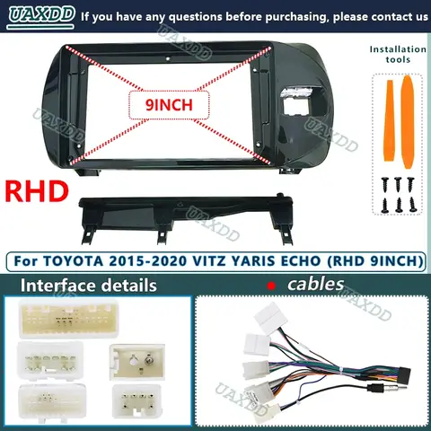 Für Toyota 2015-2020 vitz Yaris Echo Rhd 9 Zoll Autoradio Android DVD GPS Stereo Audio-Bildschirme Player Naviga Kabelbaum Rahmen