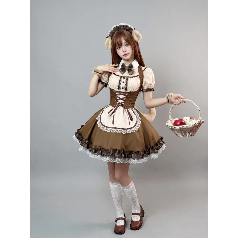 New Anime Maid Cosplay Costume Cute Kawaii Dog Lolita Bubble Sleeve Dress Set Women Halloween Carnival Party Outfit for Women
New Anime Maid Cosplay Costume Cute Kawaii Dog Lolita Bubble Sleeve Dress Set Women Halloween Carnival Party Outfit for Women