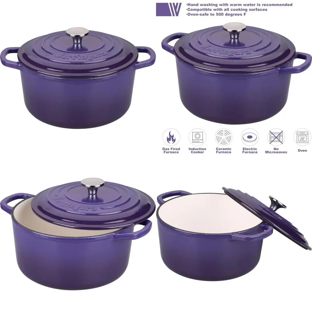 6 Quart Round Enamel Cast Iron Dutch Oven Pot with Lid for Sourdough Bread Baking, Purple, Perfect for Baking Authentic Sourdoug
6 Quart Round Enamel Cast Iron Dutch Oven Pot with Lid for Sourdough Bread Baking, Purple, Perfect for Baking Authentic Sourdoug