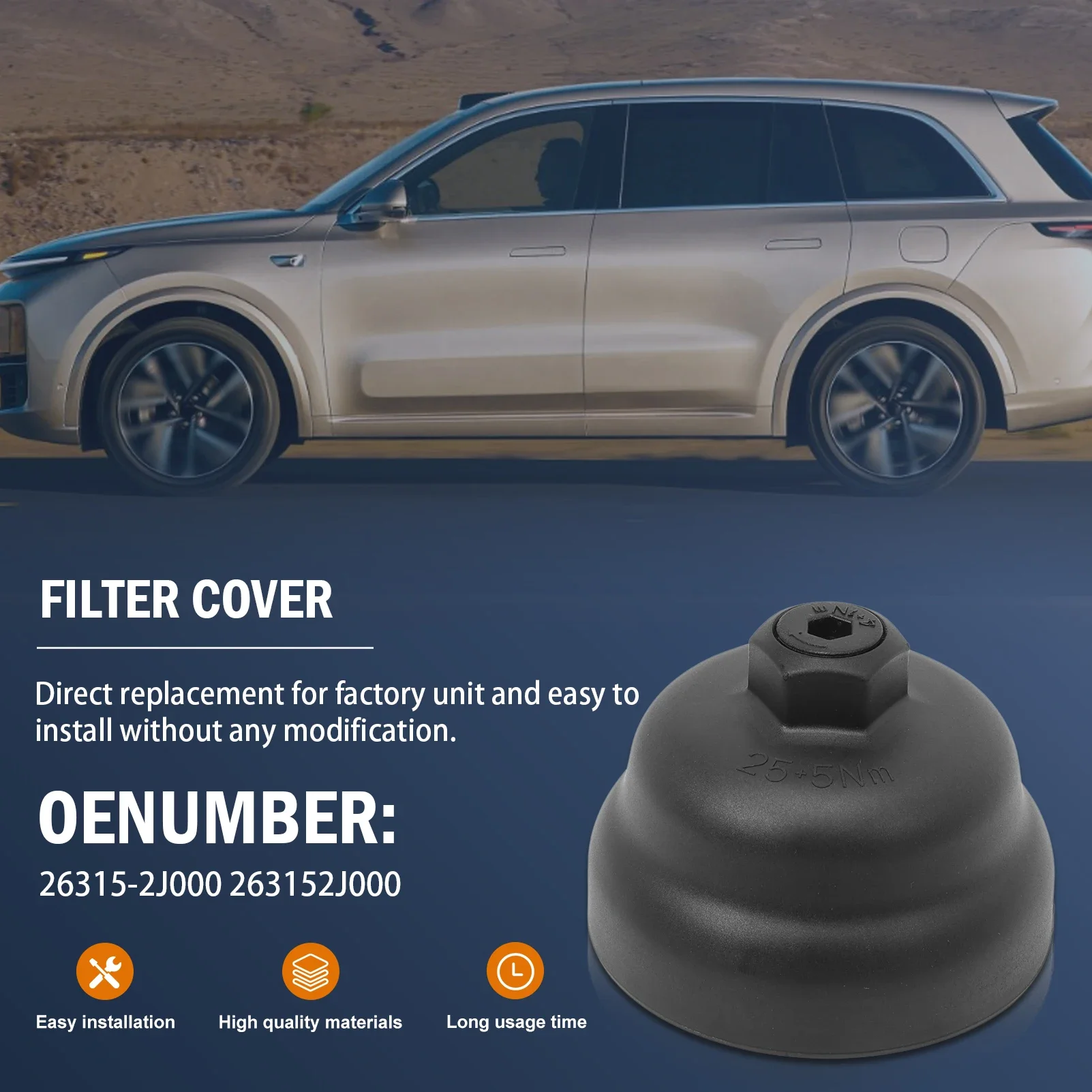 Car Oil Filter Housing Cover Oil Grille Cap 26315-2J000 for Hyundai Sonata Santa Fe 2.5L 21-23 263152J000
Car Oil Filter Housing Cover Oil Grille Cap 26315-2J000 for Hyundai Sonata Santa Fe 2.5L 21-23 263152J000