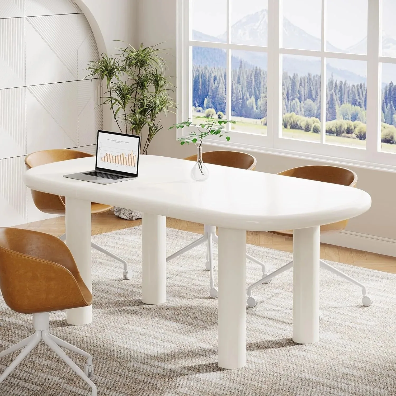 Conference Table, 63 Inches Modern Meeting Seminar Table for 6 People, Cream White Oval Training Table Boardroom Desk
Conference Table, 63 Inches Modern Meeting Seminar Table for 6 People, Cream White Oval Training Table Boardroom Desk