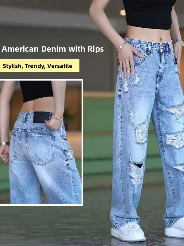 Street Sle Men's Ripped Denim Jeans Casual American Leisure Loose Fit Vintage Straight Leg Pants Breathable Wear Resistant
Street Sle Men's Ripped Denim Jeans Casual American Leisure Loose Fit Vintage Straight Leg Pants Breathable Wear Resistant