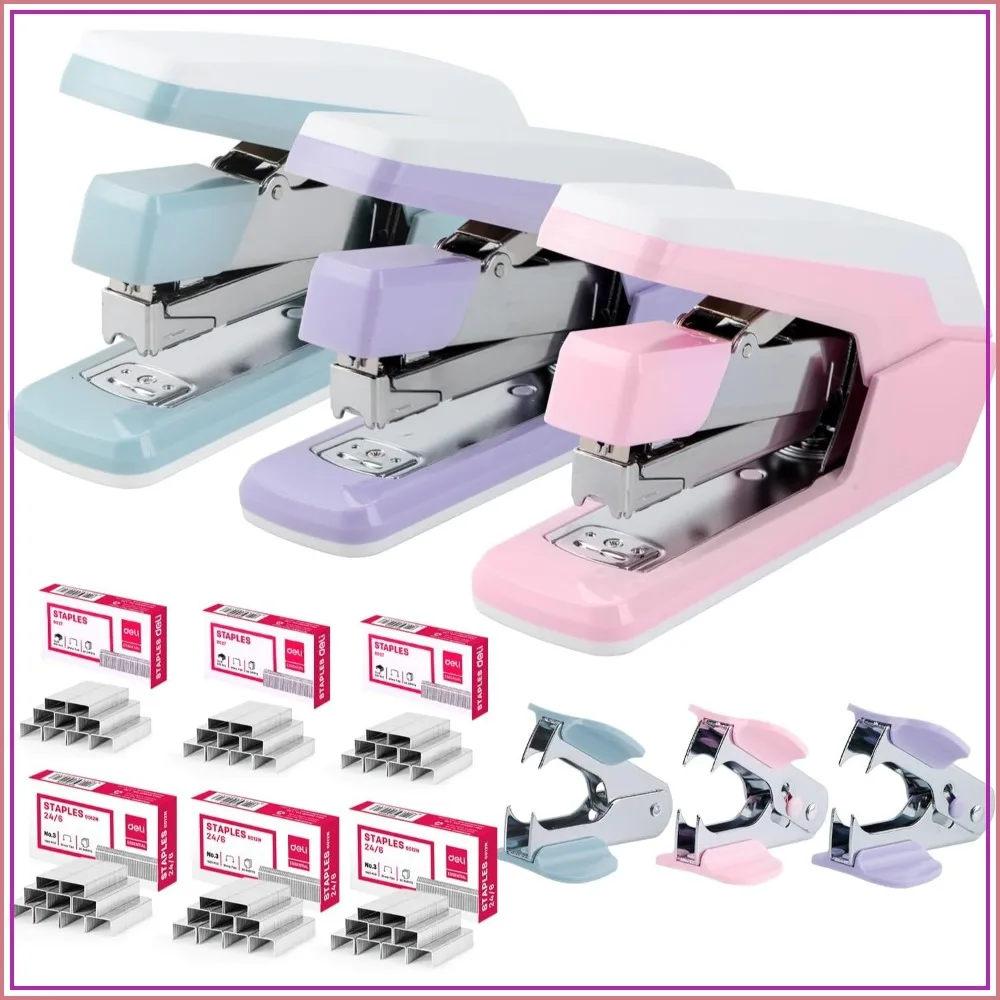 Effortless Stapler, 40-50 Sheet Capacity, Heavy Duty, One Touch, Easy Load, 1500 Staples & Remover, 3 Pack
Effortless Stapler, 40-50 Sheet Capacity, Heavy Duty, One Touch, Easy Load, 1500 Staples & Remover, 3 Pack