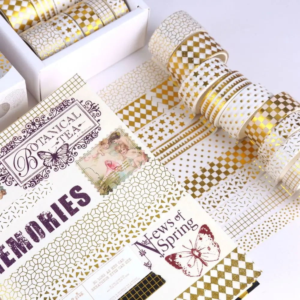 10 Rolls Tape Set Mixed Size Foil Masking Tape Silver Gold Pattern Bronzing Scrapbooking Adhesive Tape Holiday Decoration
10 Rolls Tape Set Mixed Size Foil Masking Tape Silver Gold Pattern Bronzing Scrapbooking Adhesive Tape Holiday Decoration