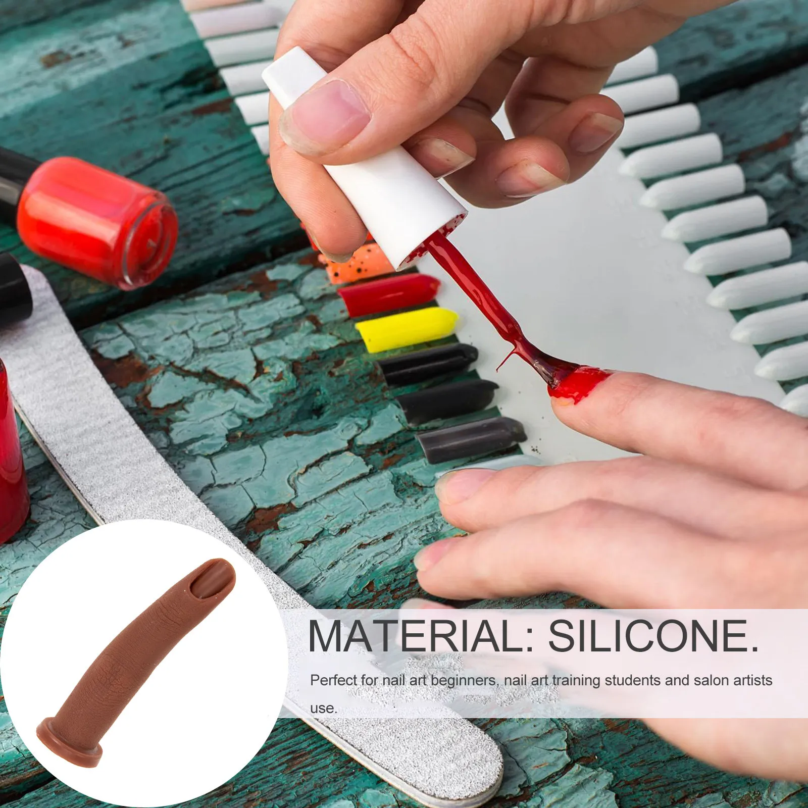 1Pcs Lightweight Silicone Nail Practice Finger for Acrylic Nails Manicure Training Beginners Salon Artists Nail Art Design Tool
1Pcs Lightweight Silicone Nail Practice Finger for Acrylic Nails Manicure Training Beginners Salon Artists Nail Art Design Tool