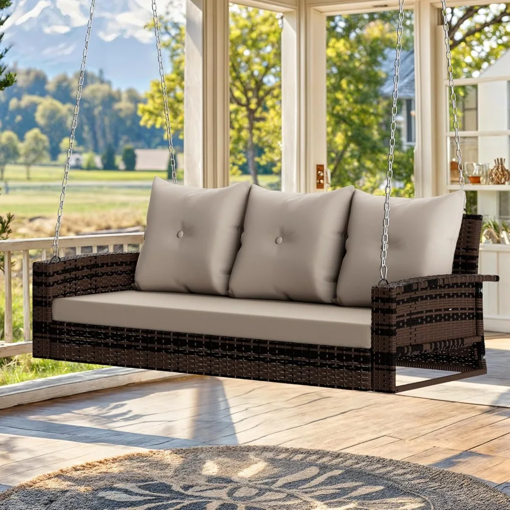 3-Person Porch Swing Rattan Patio Outdoor Swing, Bench Hanging Porch Swing with Cushions, Heavy Duty 794lbs
3-Person Porch Swing Rattan Patio Outdoor Swing, Bench Hanging Porch Swing with Cushions, Heavy Duty 794lbs