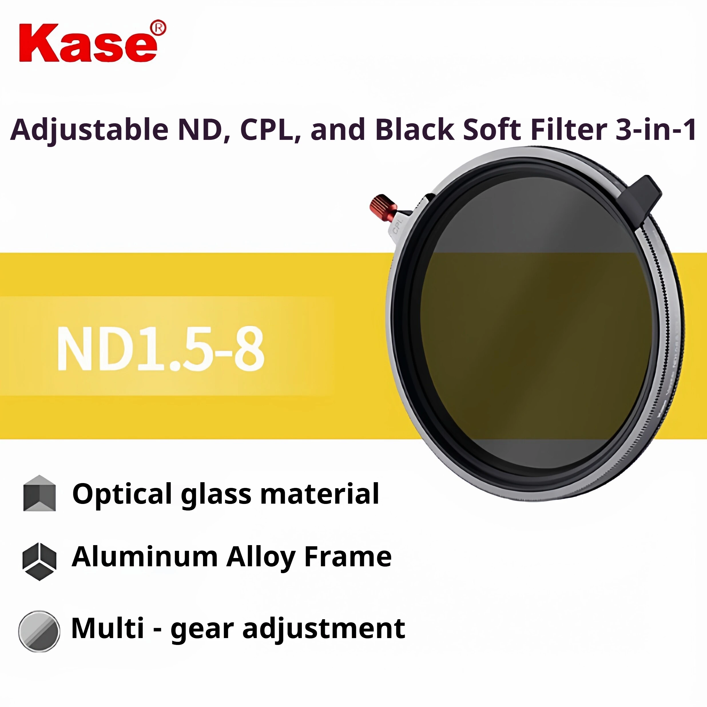 Kase New Adjustable ND 1.5–8 + CPL Polarizing Filter Black Soft Filter 3-in-1 Filter
Kase New Adjustable ND 1.5–8 + CPL Polarizing Filter Black Soft Filter 3-in-1 Filter