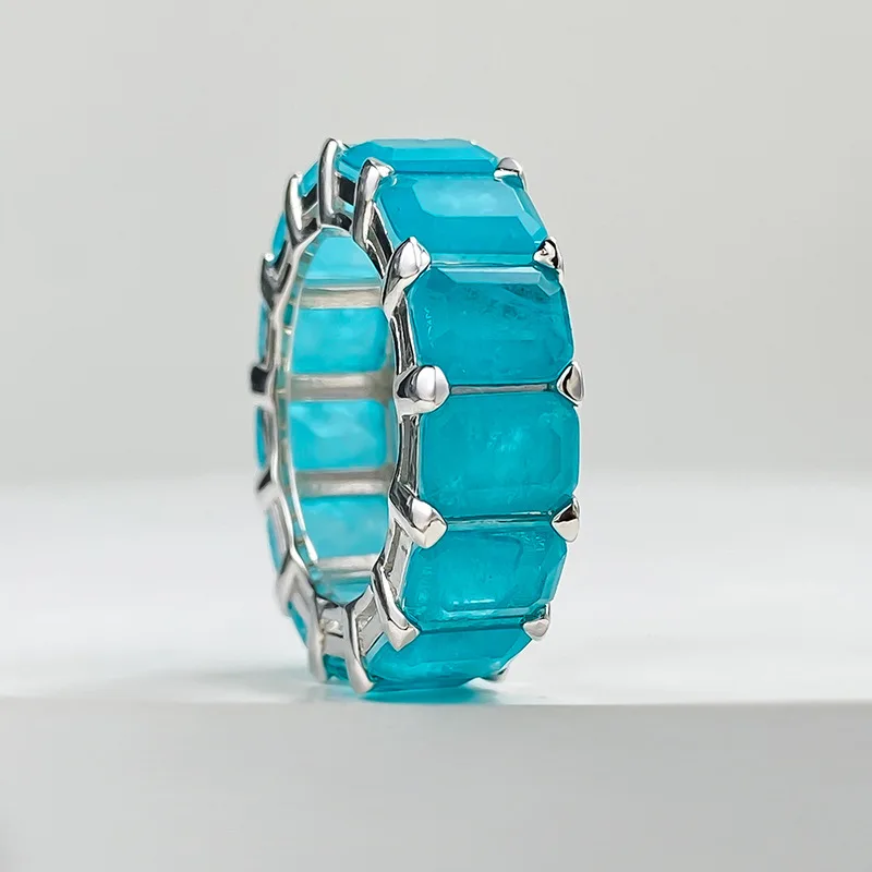 S925 Sterling Silver Rectangle 5×7 Paraiba Tourmaline & Emerald CZ Eternity Band Ring For Women Luxury Party Jewelry Gift
S925 Sterling Silver Rectangle 5×7 Paraiba Tourmaline & Emerald CZ Eternity Band Ring For Women Luxury Party Jewelry Gift
