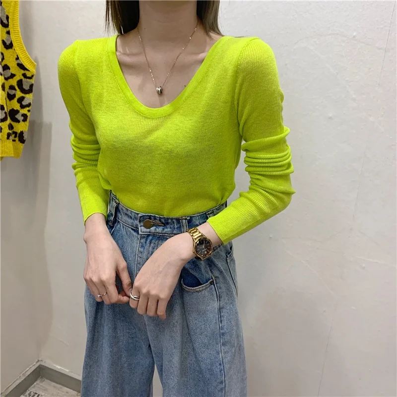 Slim Fit Korean Sle Long Sve Basic Thin Knitted Top Women Base Layer irt Candy Color Autumn Winter Faion Commute
Slim Fit Korean Sle Long Sve Basic Thin Knitted Top Women Base Layer irt Candy Color Autumn Winter Faion Commute