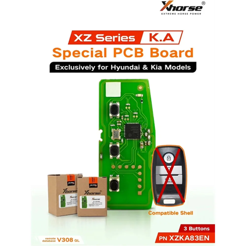 1/2PCS Xhorse XZKA83EN Special PCB Remote Key 3 Buttons Exclusively for Hyundai & Kia without key case
1/2PCS Xhorse XZKA83EN Special PCB Remote Key 3 Buttons Exclusively for Hyundai & Kia without key case