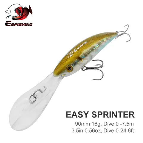 ESFISHING wobbler Fishing hard Bait 90mm Easy Sprinter long casting Minnow for pike trout perch fishing
