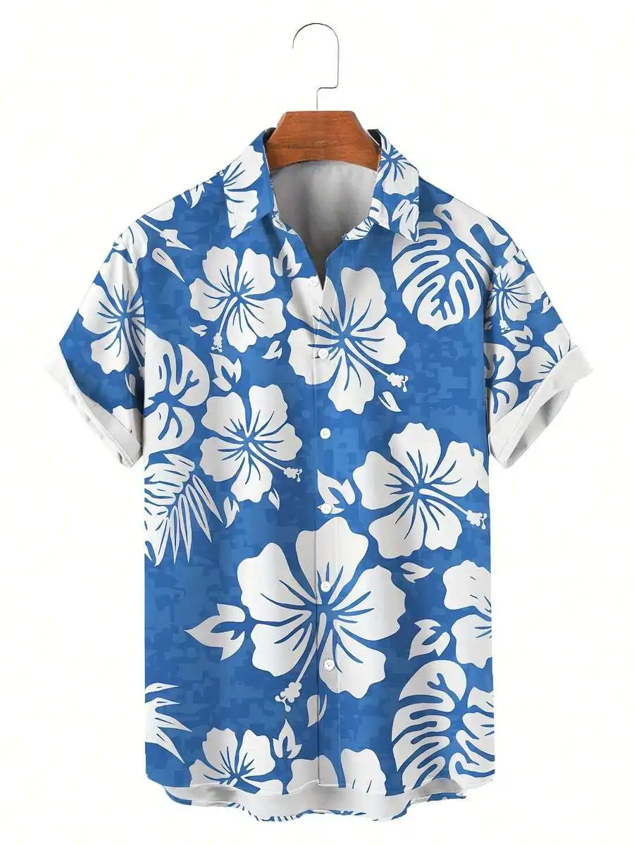 Mens Blue Tropical Hibiscus Palm Leaf Print Casual Beach Shirt Short Sleeve
Mens Blue Tropical Hibiscus Palm Leaf Print Casual Beach Shirt Short Sleeve
