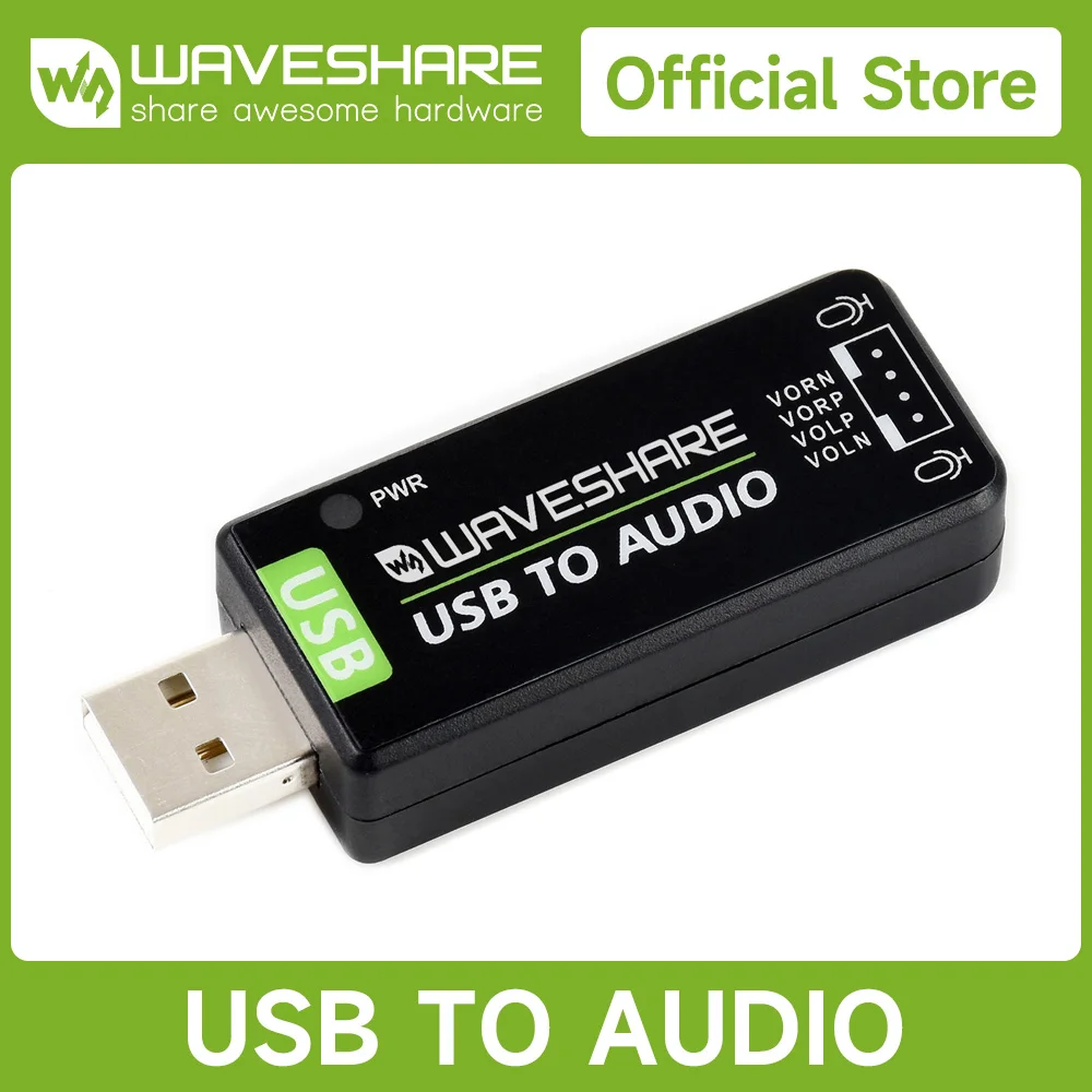 Waveshare USB Sound Card, USB Audio Module, Driver-Free, External Audio Converter, DAC, Suitable For Raspberry Pi / Jetson Nano
Waveshare USB Sound Card, USB Audio Module, Driver-Free, External Audio Converter, DAC, Suitable For Raspberry Pi / Jetson Nano