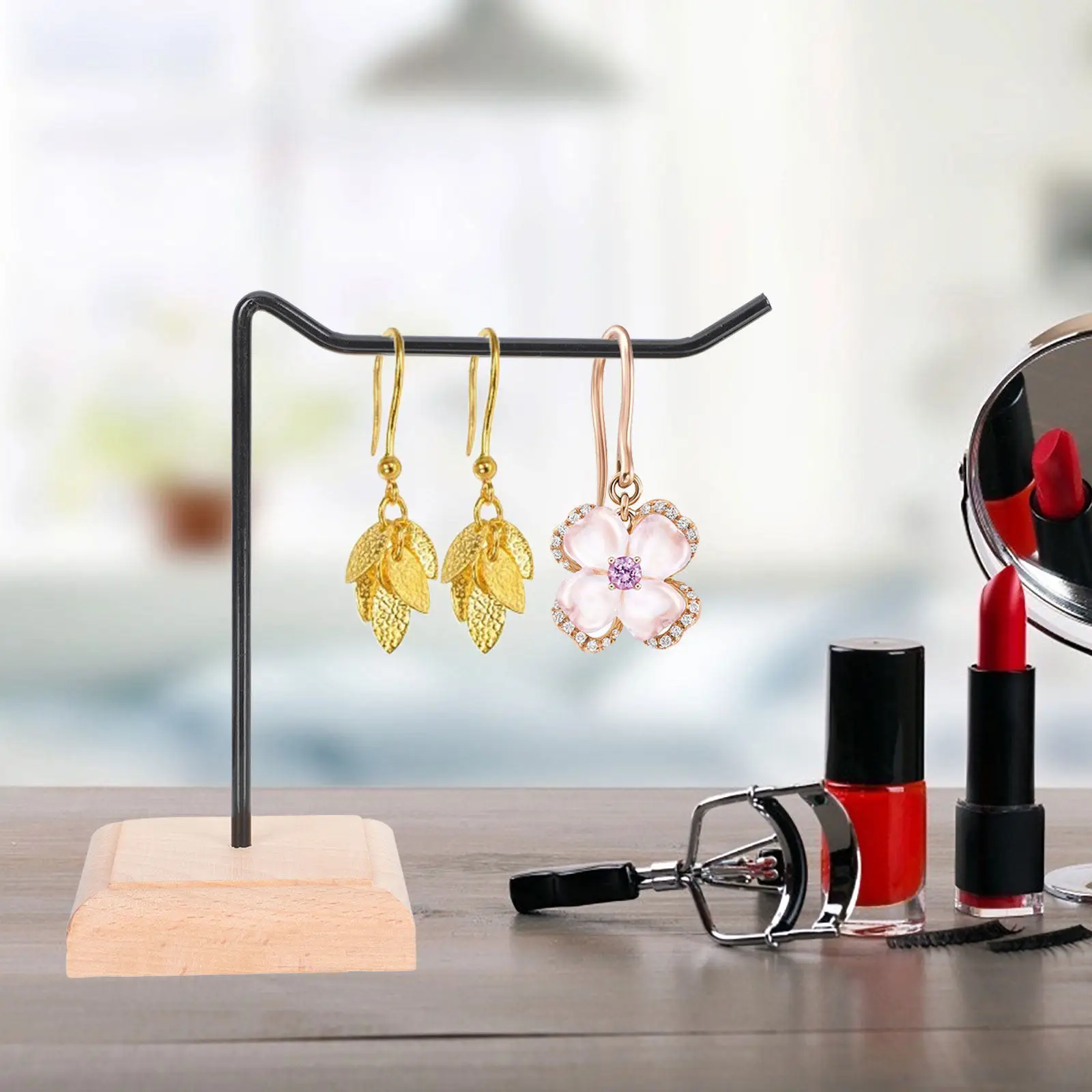 Wooden Iron Jewelry Rack Earrings Display Stand Desktop Jewelry Storage Holder for Bedroom Bathroom Dresser Living Room Home
Wooden Iron Jewelry Rack Earrings Display Stand Desktop Jewelry Storage Holder for Bedroom Bathroom Dresser Living Room Home