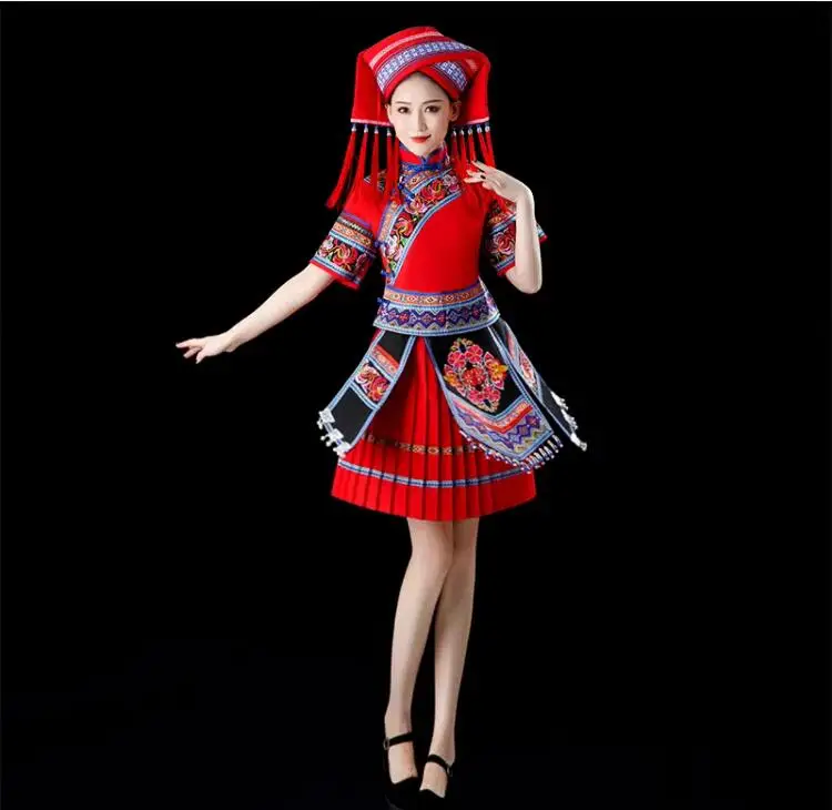 Chinese Guangxi Zhuang Clothing Female Ethnic Minority Yi Performance Dress
Chinese Guangxi Zhuang Clothing Female Ethnic Minority Yi Performance Dress