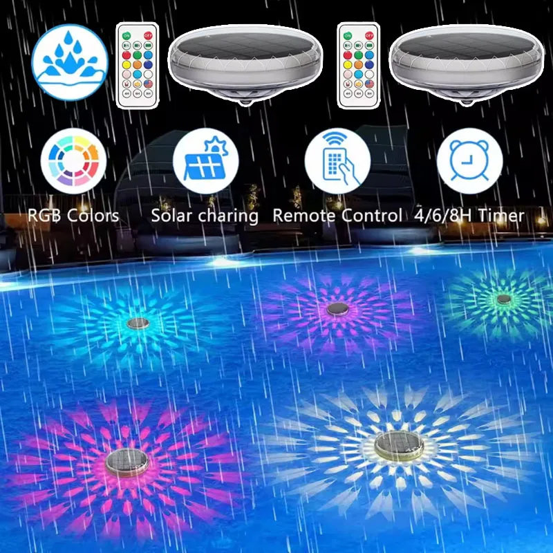 Solar Swimming Pool Lights with Remote 9 Color 3 Timer Function IP67 Waterproof Rechargeable Solar Light for Autumn Pool Parties
Solar Swimming Pool Lights with Remote 9 Color 3 Timer Function IP67 Waterproof Rechargeable Solar Light for Autumn Pool Parties