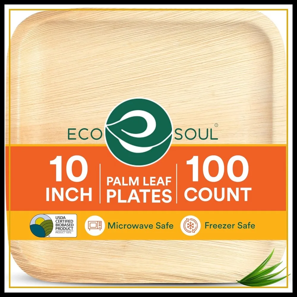 Palm Leaf Square Plates, 10 Inch, 100 Pack - Eco-Friendly Disposable Dinnerware for Parties, Weddings & Catering
Palm Leaf Square Plates, 10 Inch, 100 Pack - Eco-Friendly Disposable Dinnerware for Parties, Weddings & Catering