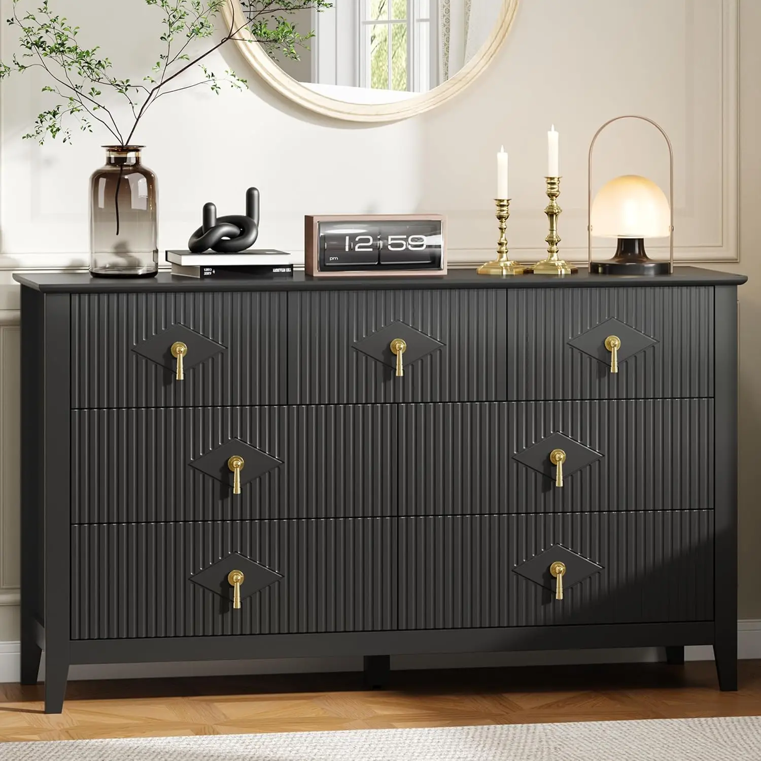 Home Fluted Dresser for Bedroom, 54 Inch Wide 7-Drawer Wood Dresser, Modern Chest of Drawers, Storage Organizer Cabinet for L
Home Fluted Dresser for Bedroom, 54 Inch Wide 7-Drawer Wood Dresser, Modern Chest of Drawers, Storage Organizer Cabinet for L