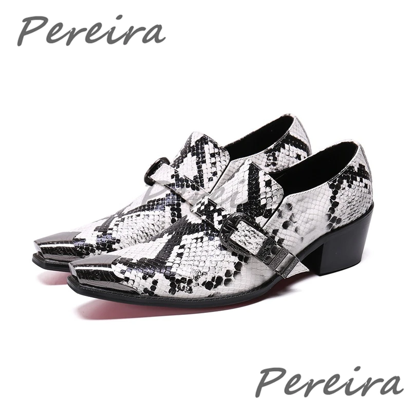 Retro Black White Snake Patterned Men's Shoes Iron Pointed Toe Belt Buckle High Heel Loafers Summer Trendy Party Wedding Shoes
Retro Black White Snake Patterned Men's Shoes Iron Pointed Toe Belt Buckle High Heel Loafers Summer Trendy Party Wedding Shoes