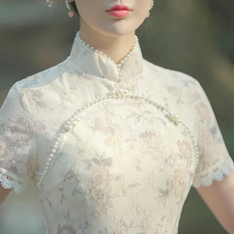 Traditional Chinese Clothing Retro Lace Cheongsam High End Long White Qipao Dress For Young Girls Summer Wedding Dress CH-080
Traditional Chinese Clothing Retro Lace Cheongsam High End Long White Qipao Dress For Young Girls Summer Wedding Dress CH-080