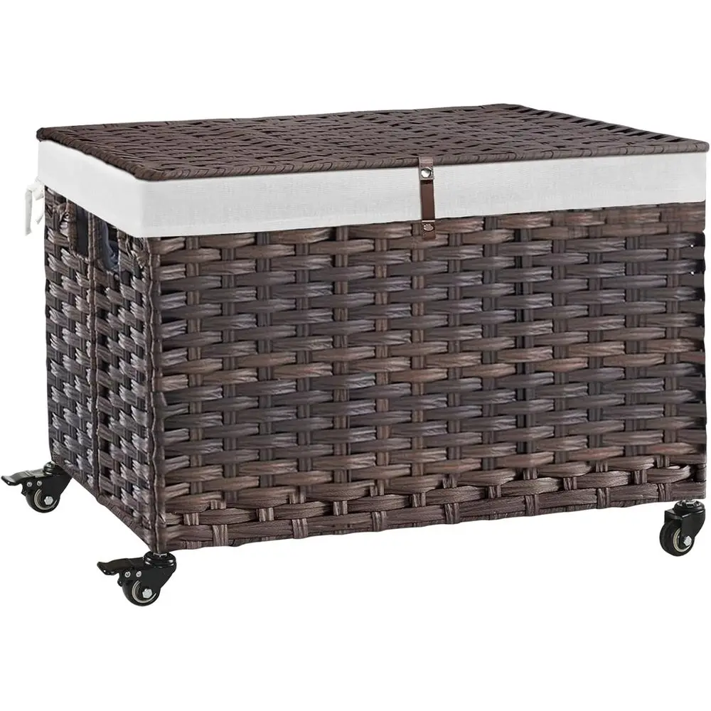 Корзина для хранения на колесиках с крышкой, 180 л (47,6 галлонов), плетеная корзина из ротанга для хранения одеял с ручками, F
Корзина для хранения на колесиках с крышкой, 180 л (47,6 галлонов), плетеная корзина из ротанга для хранения одеял с ручками, F