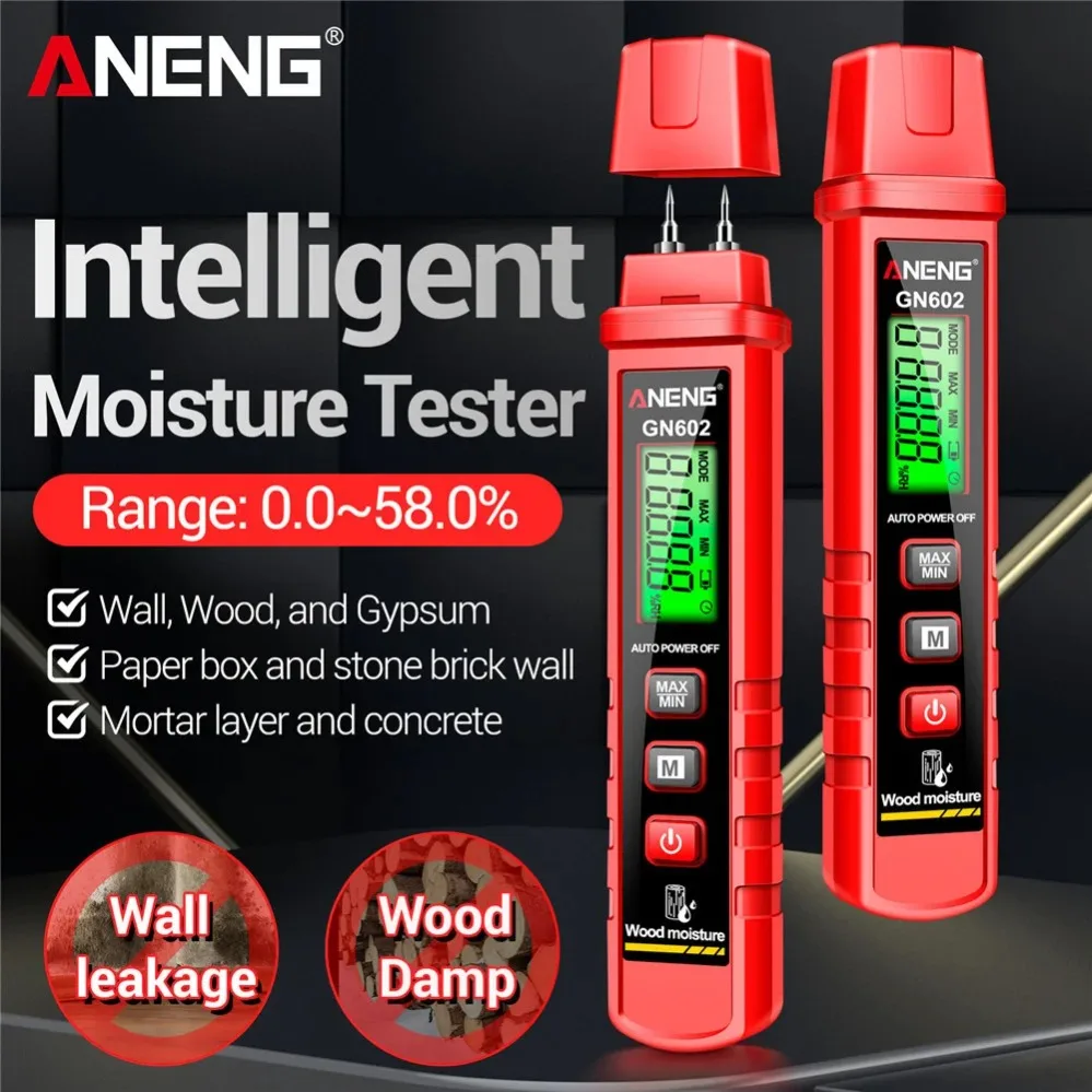 Digital Wood Moisture Meter Professional GN602 Timber Damp Tester 0~58% Building Materials Handheld Hygrometer Lumber Detector
Digital Wood Moisture Meter Professional GN602 Timber Damp Tester 0~58% Building Materials Handheld Hygrometer Lumber Detector