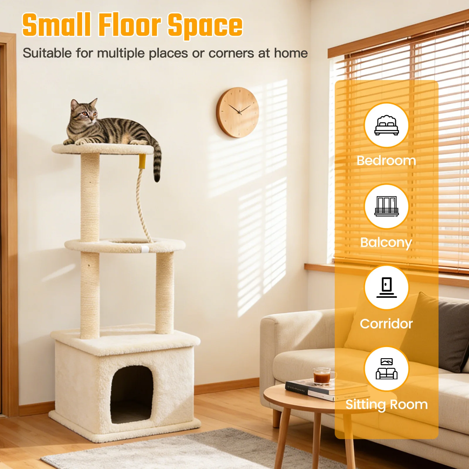 39.4-inch 4-Tier Large Cat Tree Tower with Natural Sisal Scratching Posts, Multi-Level Stable Cat Tower Suitable for All-Sized C
39.4-inch 4-Tier Large Cat Tree Tower with Natural Sisal Scratching Posts, Multi-Level Stable Cat Tower Suitable for All-Sized C