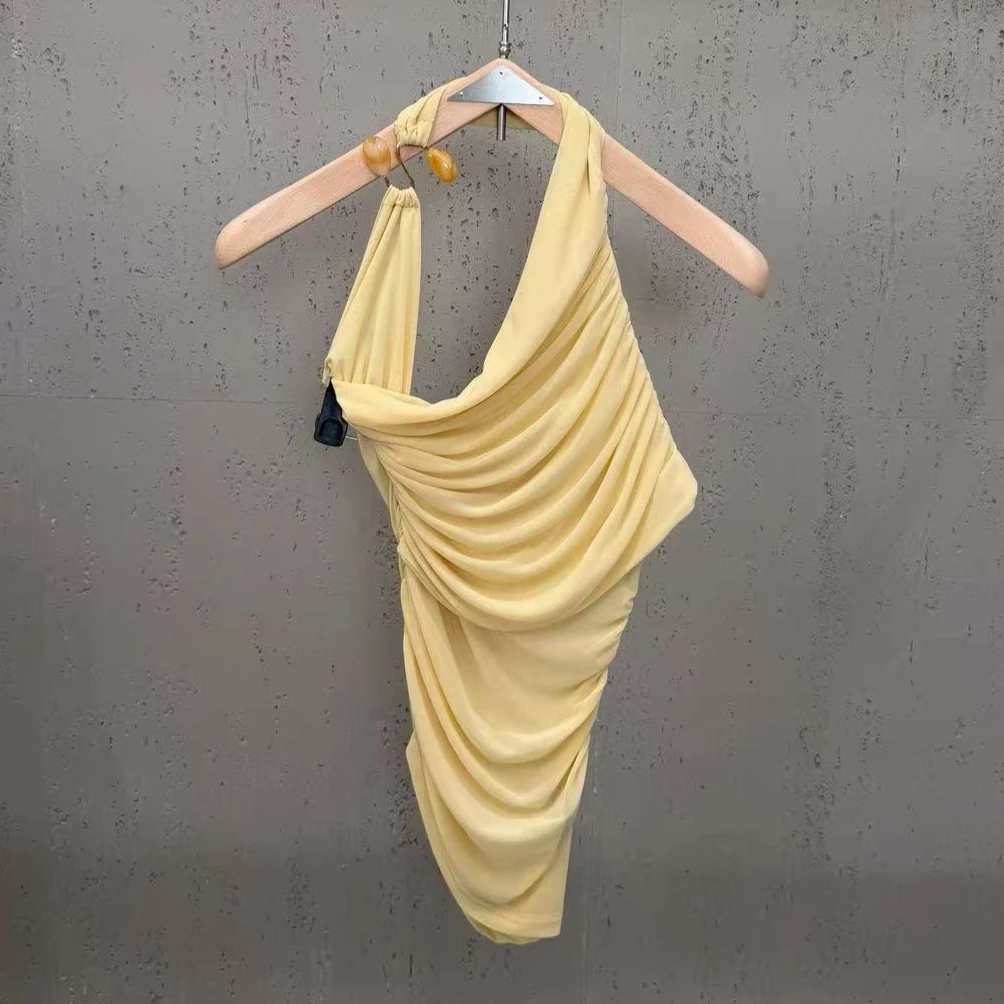 2026 Summer Designer Halter Neck Ruched Tank Top - Vacation Style, Slim Fit, High Streth, Figure-flattering Art Top for Women
2026 Summer Designer Halter Neck Ruched Tank Top - Vacation Style, Slim Fit, High Streth, Figure-flattering Art Top for Women