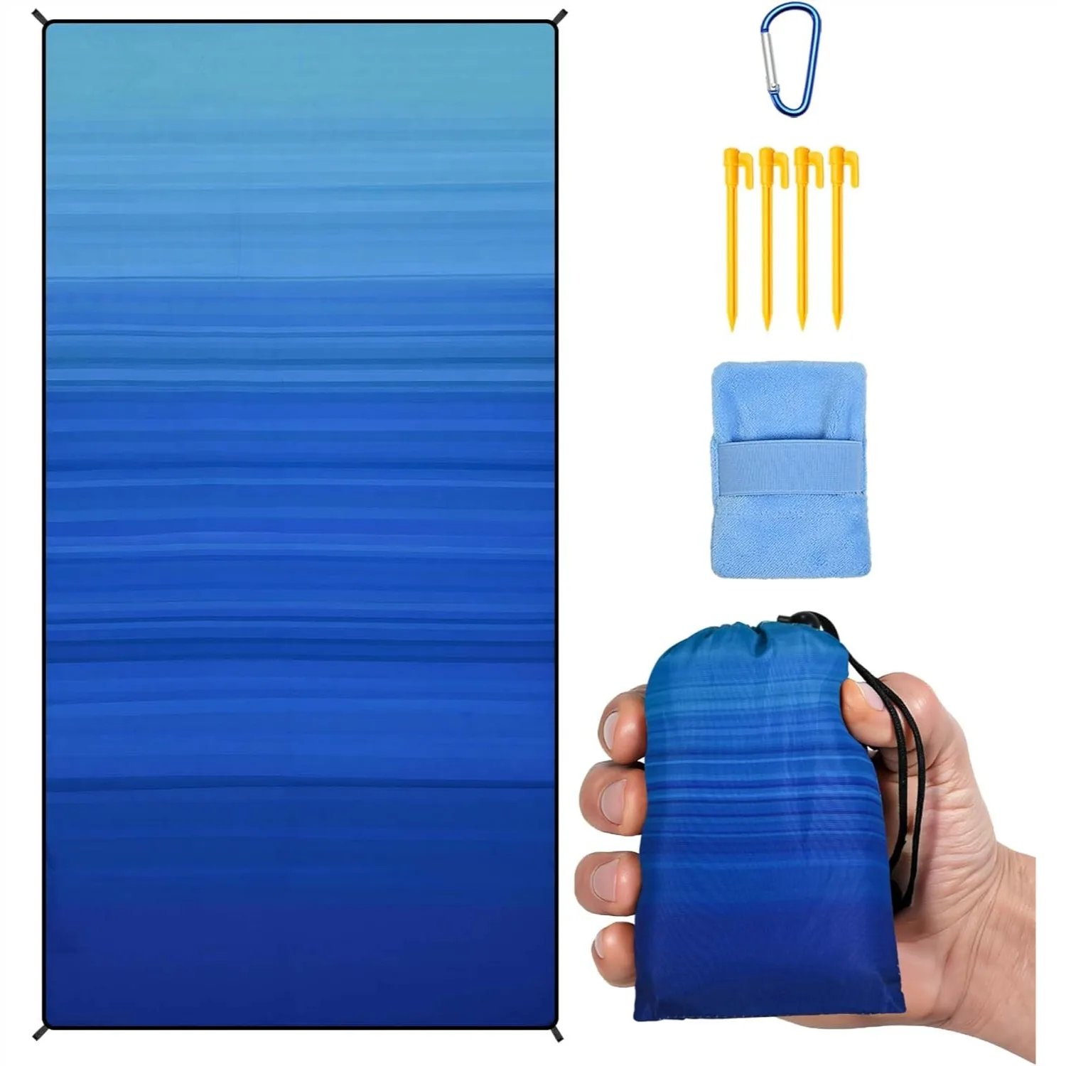 Compact Beach Blanket Waterproof Sandproof Picnic Mat for Travel Camping Hiking with Sand Remover and Carry Bag
Compact Beach Blanket Waterproof Sandproof Picnic Mat for Travel Camping Hiking with Sand Remover and Carry Bag