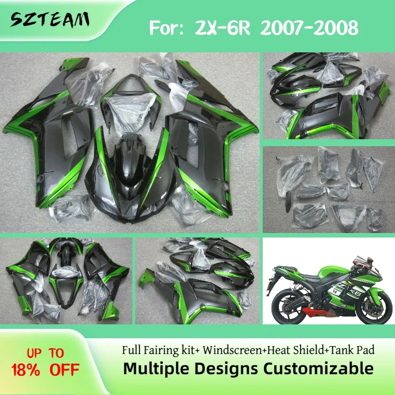 Комплект обтекателя ZX6R 2007 2008, OEM стиль, обтекатели послепродажного обслуживания мотоцикла для Kawasaki 636 ZX 6R 07 08
Комплект обтекателя ZX6R 2007 2008, OEM стиль, обтекатели послепродажного обслуживания мотоцикла для Kawasaki 636 ZX 6R 07 08