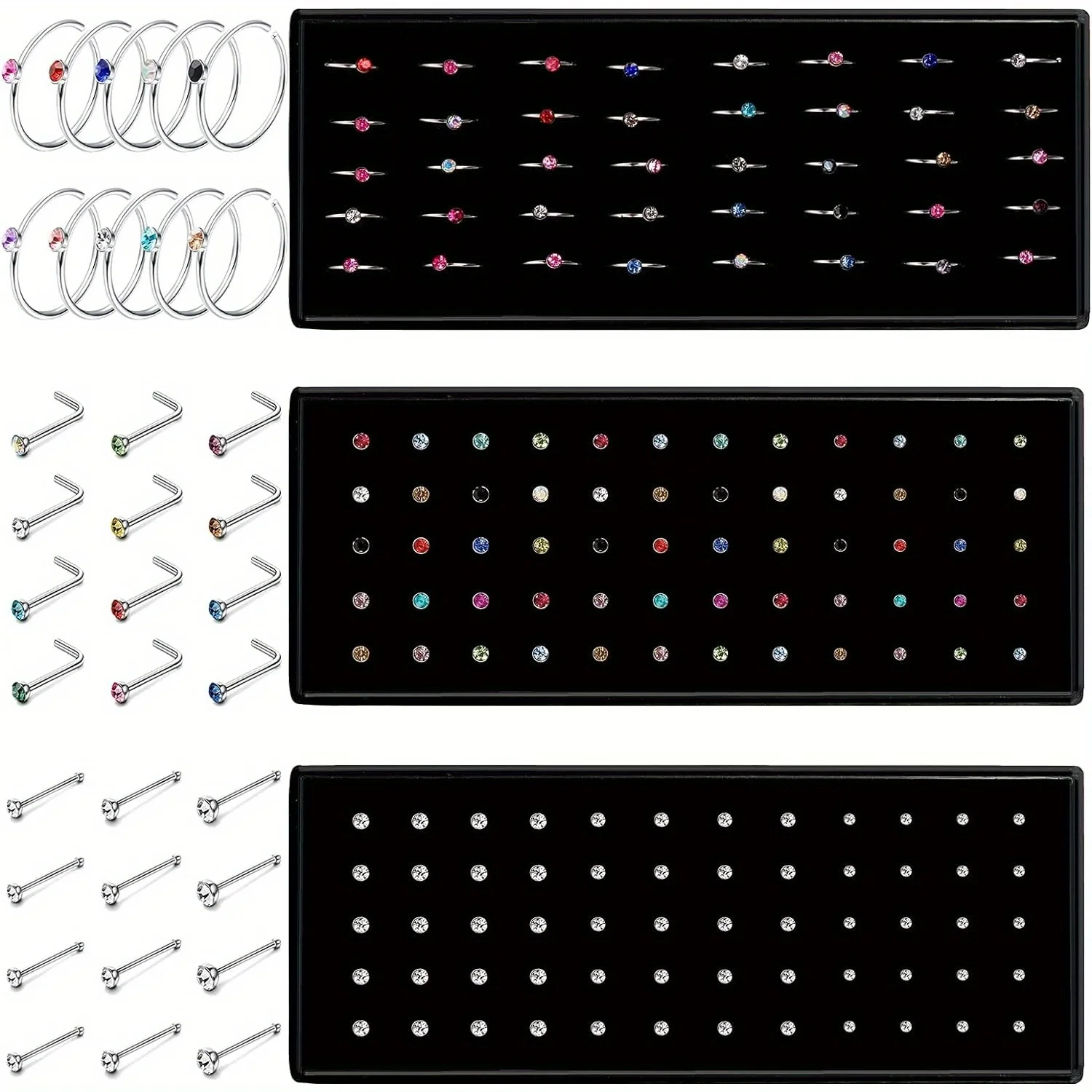 Bobisty 40/60PCS Stainless Steel Nose Rings Studs Rhinestone Stud Nose Rings for Women Nose Piercing Jewelry
Bobisty 40/60PCS Stainless Steel Nose Rings Studs Rhinestone Stud Nose Rings for Women Nose Piercing Jewelry
