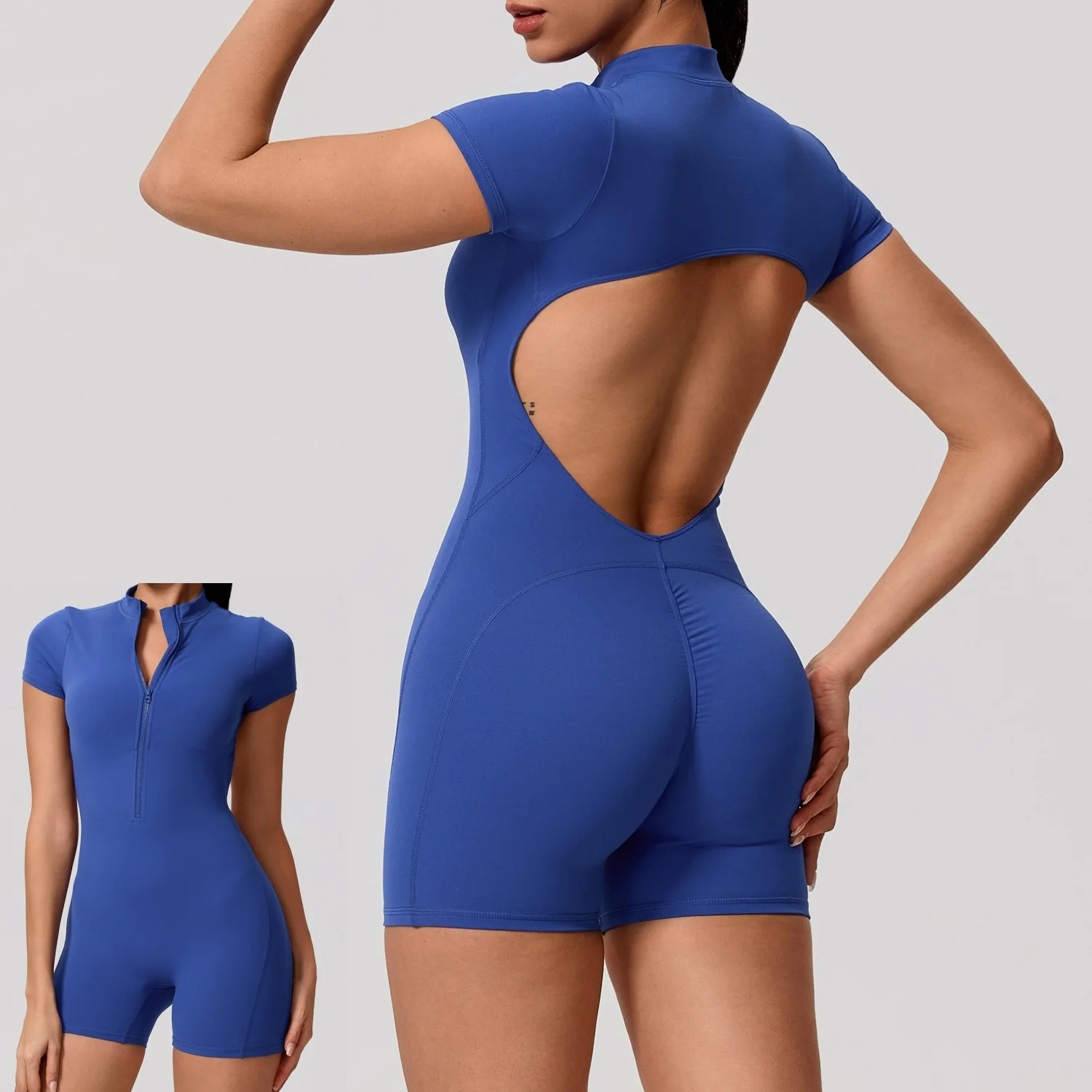 One Piece Yoga Gym Bodysuit Half Zipper Short Sleeve Fitness Jumpsuit Hollow Out Back Overall Tight Fitting Running Sport Romper
One Piece Yoga Gym Bodysuit Half Zipper Short Sleeve Fitness Jumpsuit Hollow Out Back Overall Tight Fitting Running Sport Romper