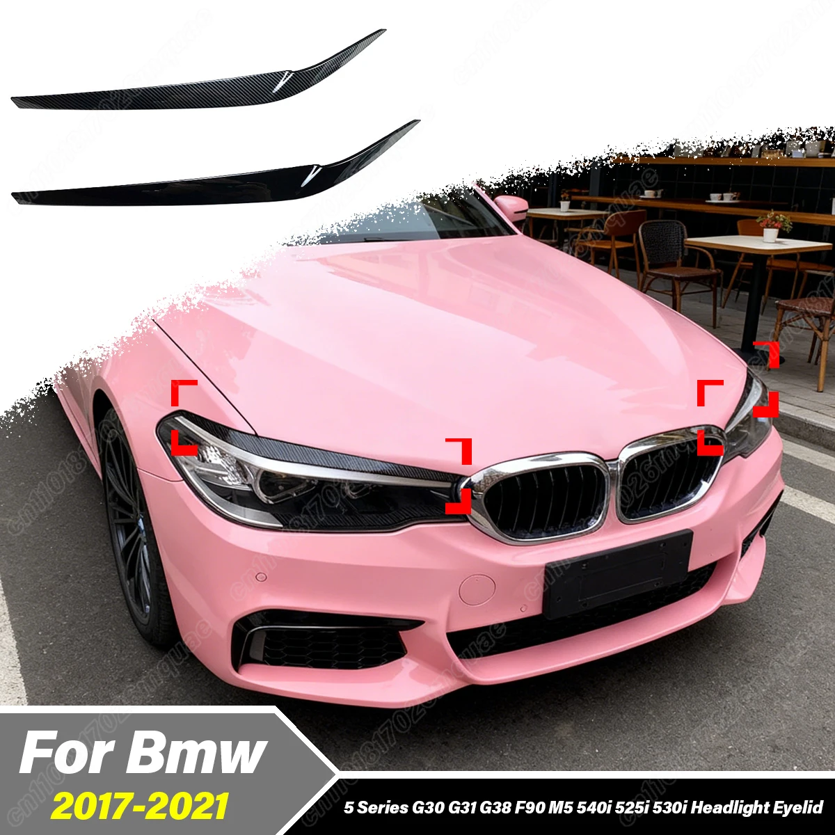 Декоративный комплект для передних фар («реснички») для BMW 5 серии G30 G31 G38 F90 M5 540i 525i 530i 2017 2018 2019 2020 2021
Декоративный комплект для передних фар («реснички») для BMW 5 серии G30 G31 G38 F90 M5 540i 525i 530i 2017 2018 2019 2020 2021