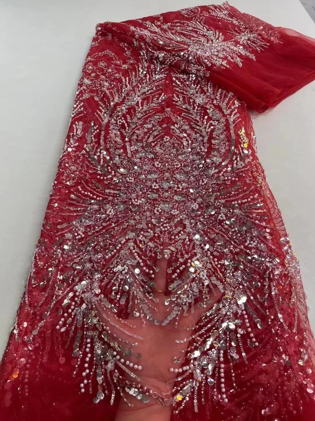 New High Quality African Lace Fabric With Sequins Embroidery Sewing Nigerian Tulle Lace French Beads Mesh Net Cloth Prom Dresses
New High Quality African Lace Fabric With Sequins Embroidery Sewing Nigerian Tulle Lace French Beads Mesh Net Cloth Prom Dresses
