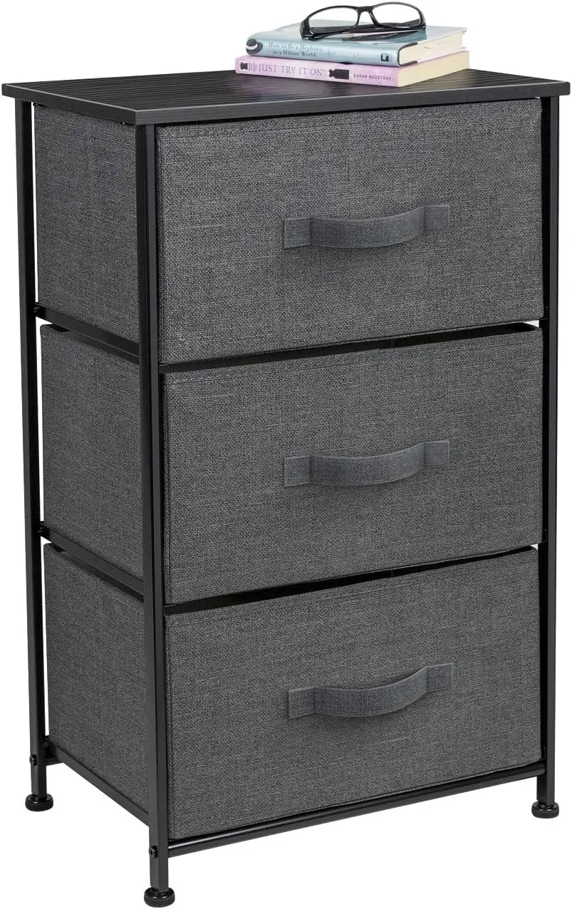 Nightstand with 3 Drawers - Bedside Furniture End Table Night Stand with Steel Frame, Wood Top & Easy Pull Fabric Bins
Nightstand with 3 Drawers - Bedside Furniture End Table Night Stand with Steel Frame, Wood Top & Easy Pull Fabric Bins