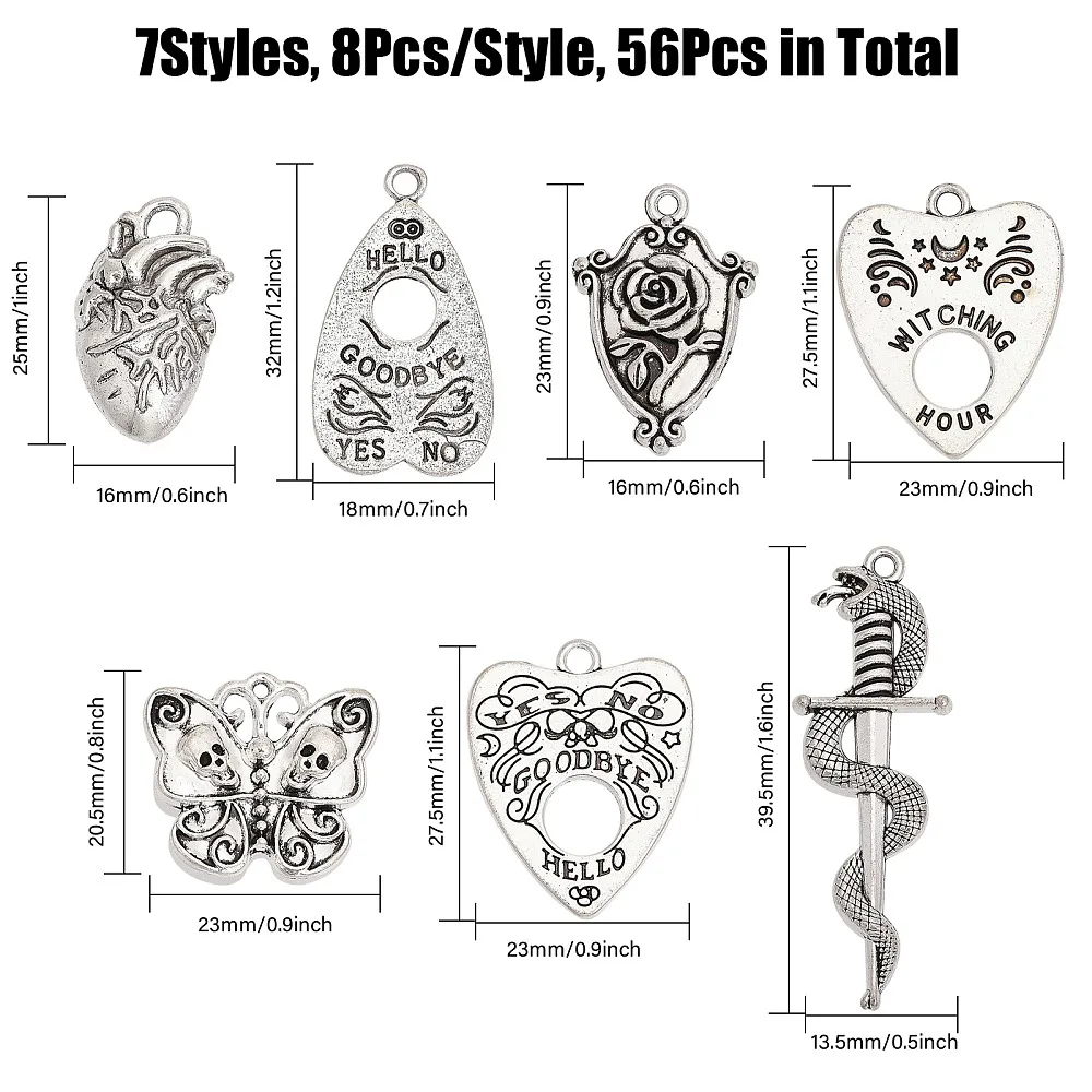 56Pcs 7 Style Style Alloy Pendants Heart Butterfly Shield Silver 20.5~39.5x13.5~23x1.5~4mm Hole: 1.2~2.5mm 8pcs/style
56Pcs 7 Style Style Alloy Pendants Heart Butterfly Shield Silver 20.5~39.5x13.5~23x1.5~4mm Hole: 1.2~2.5mm 8pcs/style