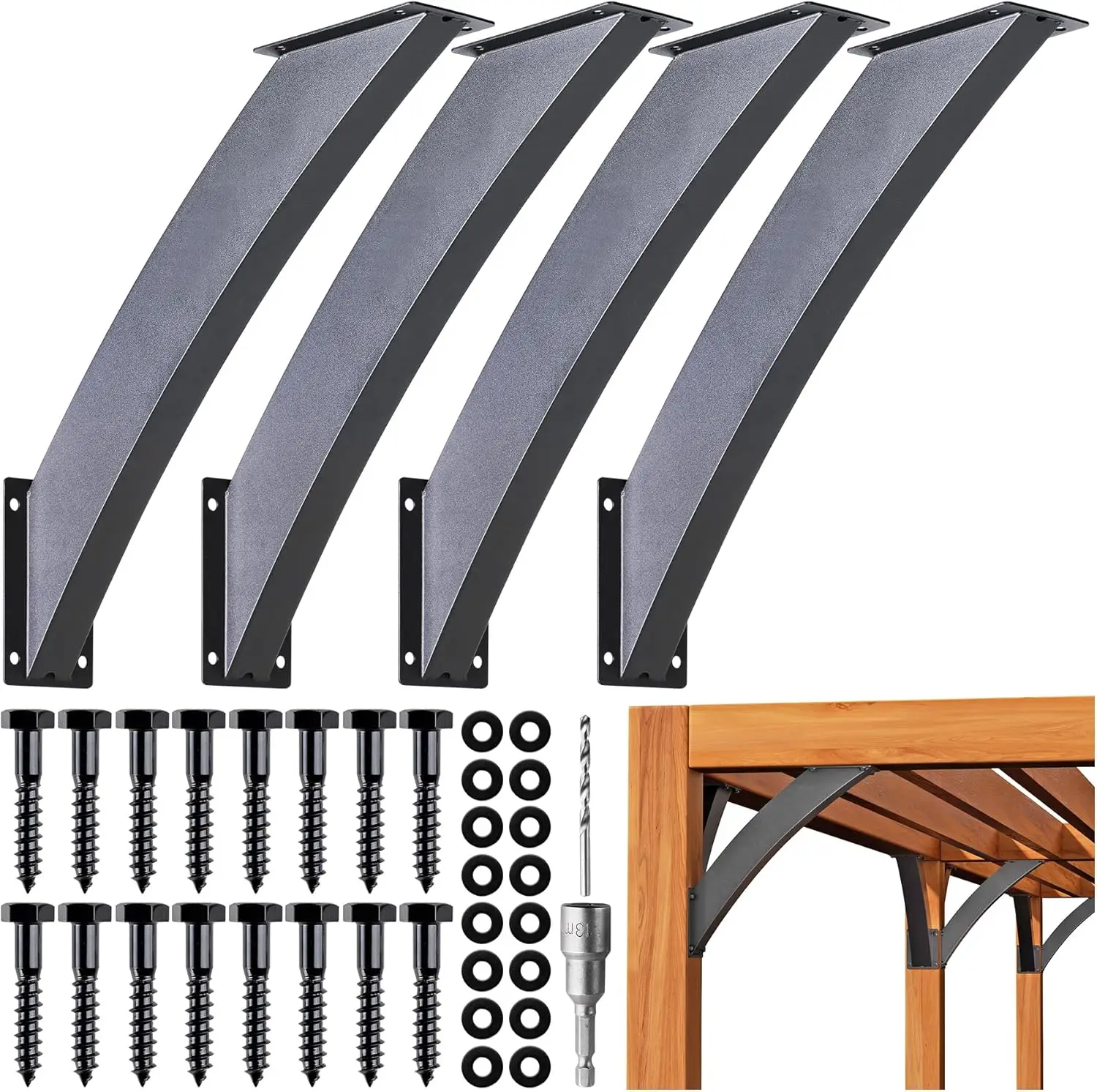 Heavy Duty 45 Degree Angle Support Bracket 2"x4" Wood Beam Bracket for Gazebos Porches, 4Pcs
Heavy Duty 45 Degree Angle Support Bracket 2"x4" Wood Beam Bracket for Gazebos Porches, 4Pcs