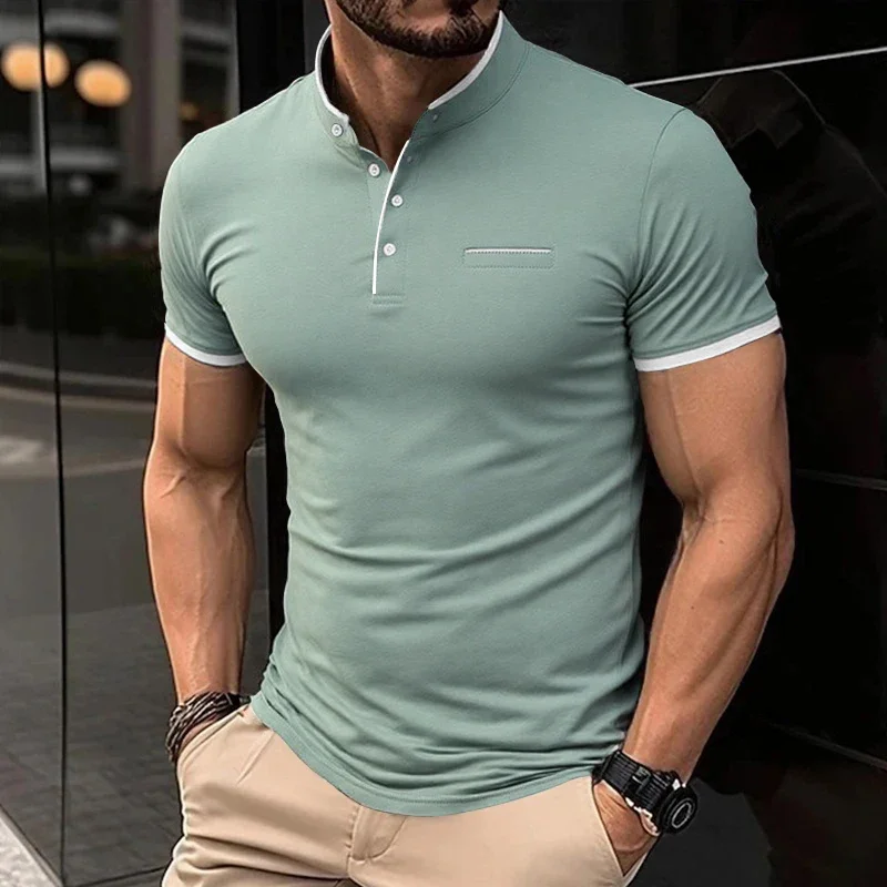 2026 New Men's Casual and Fashionable Solid Color Short Sleeved Stand Up Collar T-shirt Summer Versatile and Comfortable Top
2026 New Men's Casual and Fashionable Solid Color Short Sleeved Stand Up Collar T-shirt Summer Versatile and Comfortable Top