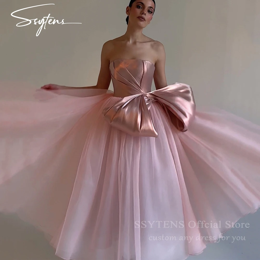 SSYTENS Pink Strapless Party Dresses Satin Bow A Line Prom Gown Ankle Length Birthday Evening Dress Vestidos De Festa Customized
SSYTENS Pink Strapless Party Dresses Satin Bow A Line Prom Gown Ankle Length Birthday Evening Dress Vestidos De Festa Customized