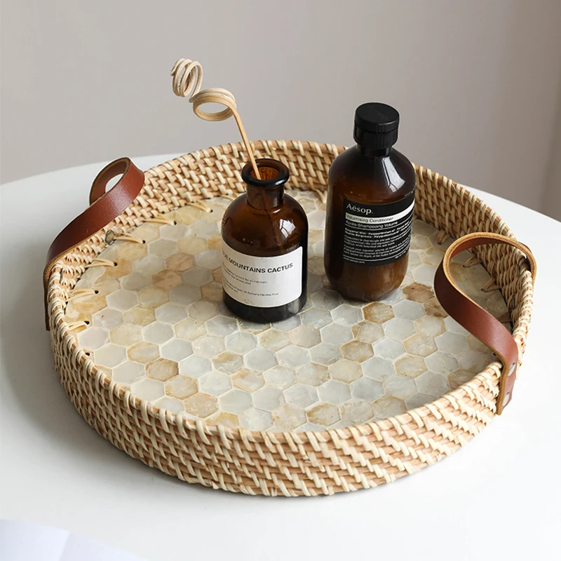 Round Shell Storage Tray Rattan Woven Jewelry Display Plate Fruit Bread Storage Tray Desktop Cosmetics Organizer Home Decor
Round Shell Storage Tray Rattan Woven Jewelry Display Plate Fruit Bread Storage Tray Desktop Cosmetics Organizer Home Decor