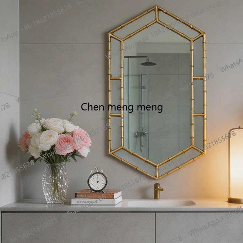 French retro makeup mirror wall hanging American bathroom bamboo bathroom mirror European living room porch fireplace
French retro makeup mirror wall hanging American bathroom bamboo bathroom mirror European living room porch fireplace