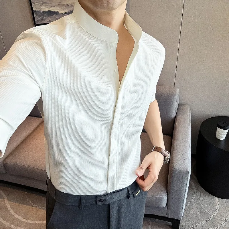 2026 Summer Stand Up Collar Short Sleeved Shirt for Men Thin Handsome Slim Fit Casual Office Shirt Business Social Formal Shirts
2026 Summer Stand Up Collar Short Sleeved Shirt for Men Thin Handsome Slim Fit Casual Office Shirt Business Social Formal Shirts