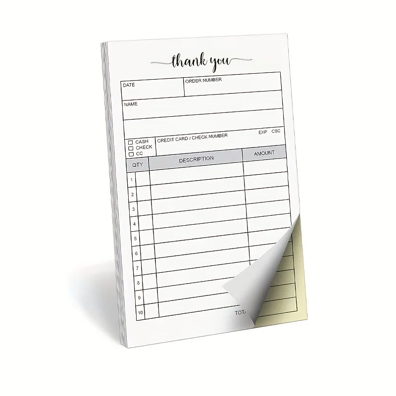 Thank You Receipt Book, 2 Part Carbonless Copy Paper, Carbon Copy Sales Order Form, Invoice Book (Set of 50) White/Yellow
Thank You Receipt Book, 2 Part Carbonless Copy Paper, Carbon Copy Sales Order Form, Invoice Book (Set of 50) White/Yellow