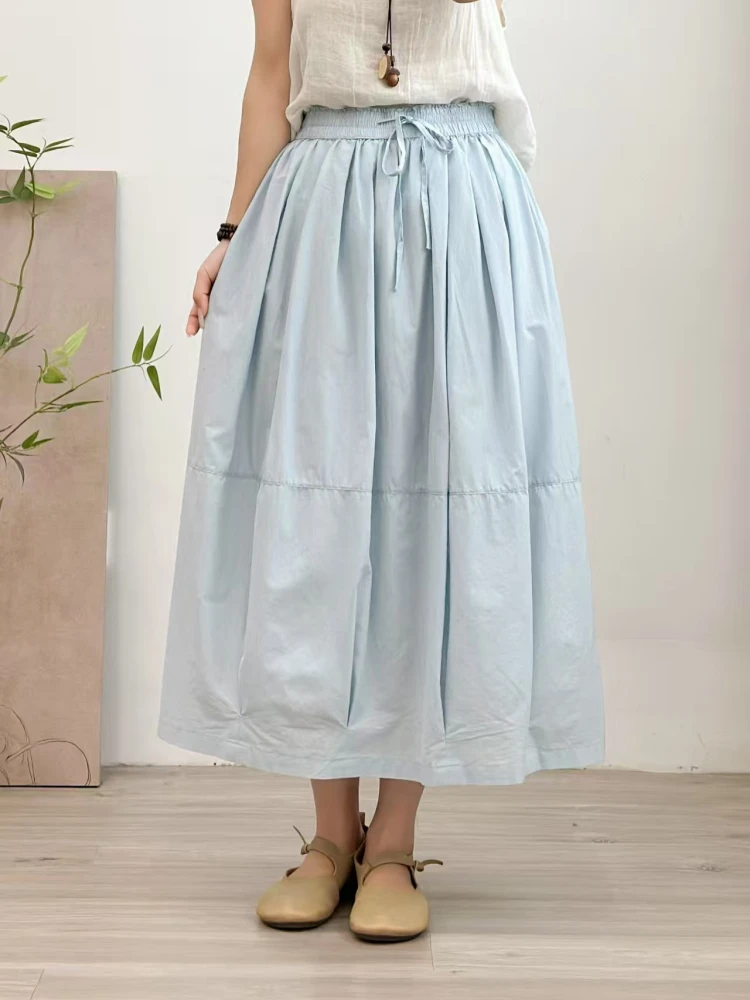Summer New High Waist Elastic Women's Pure Color A-Line Loose Slimming Midi Cotton f Skirt Vintage Sle Casual Faion
Summer New High Waist Elastic Women's Pure Color A-Line Loose Slimming Midi Cotton f Skirt Vintage Sle Casual Faion